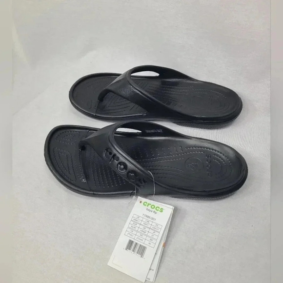 CROCS Shoes - Crocs Baya Unisex Black Thong Flip Flops Beach Sandals Mens 9 Womens 11 New